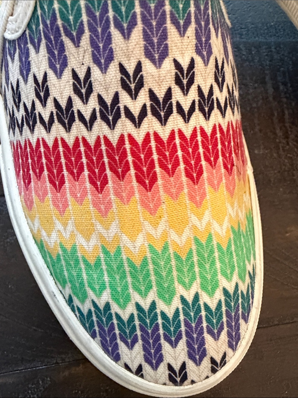 Keds Slip-On Sneakers in Rainbow Chevron (red, yellow, green, blue, purple) - Picture 3 of 11
